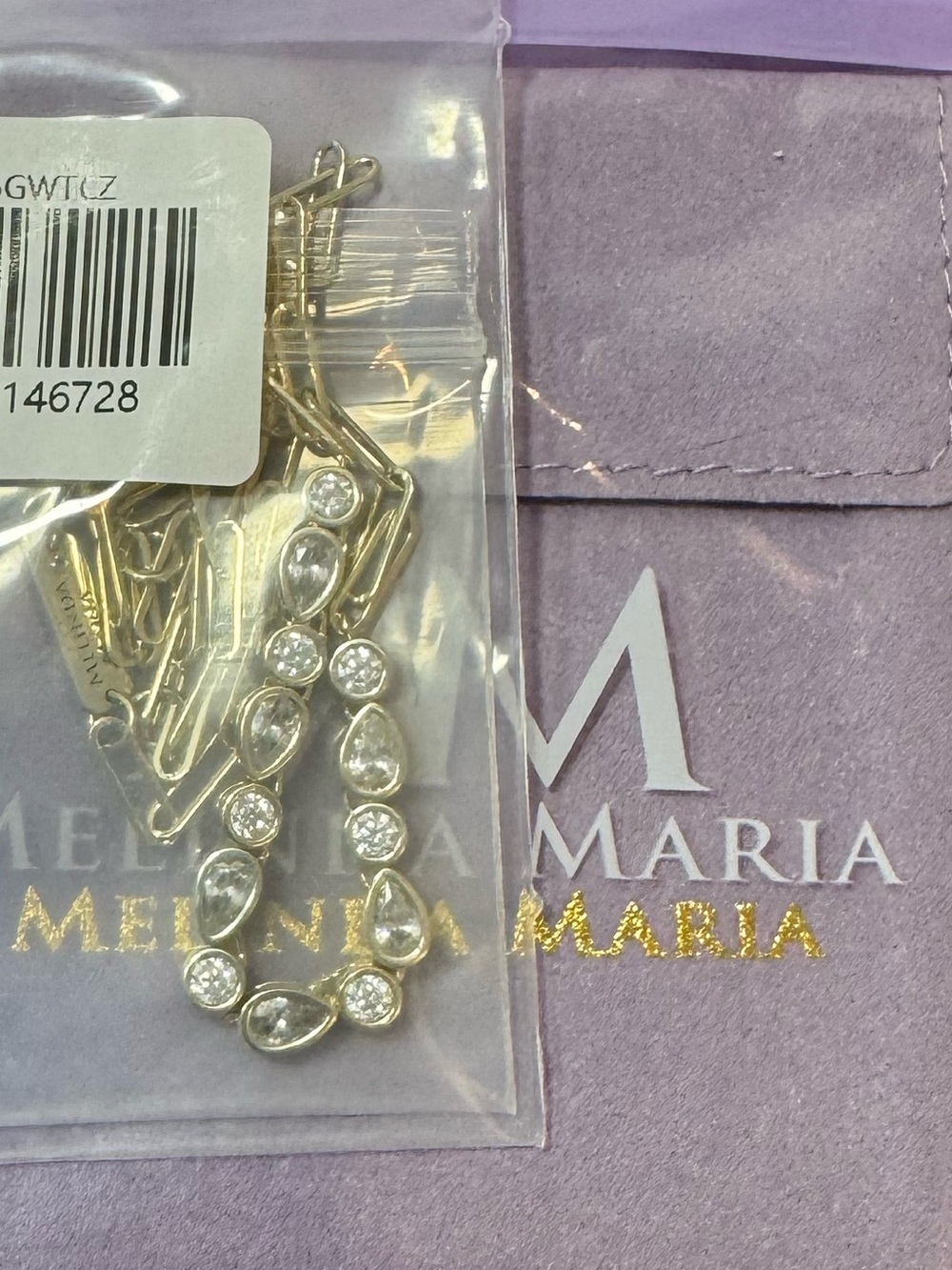 Melinda Maria Gold Teardrop & Round Simulated Diamond Tennis Necklace - Picture 6 of 15